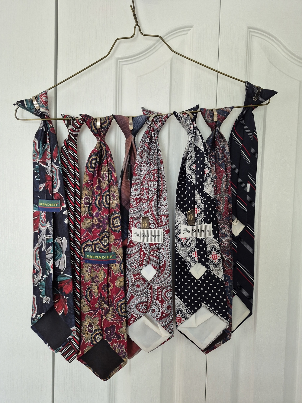 Eight Men's Patterned Clip-on Neckties - Multi-Designs - Picture 2 of 3